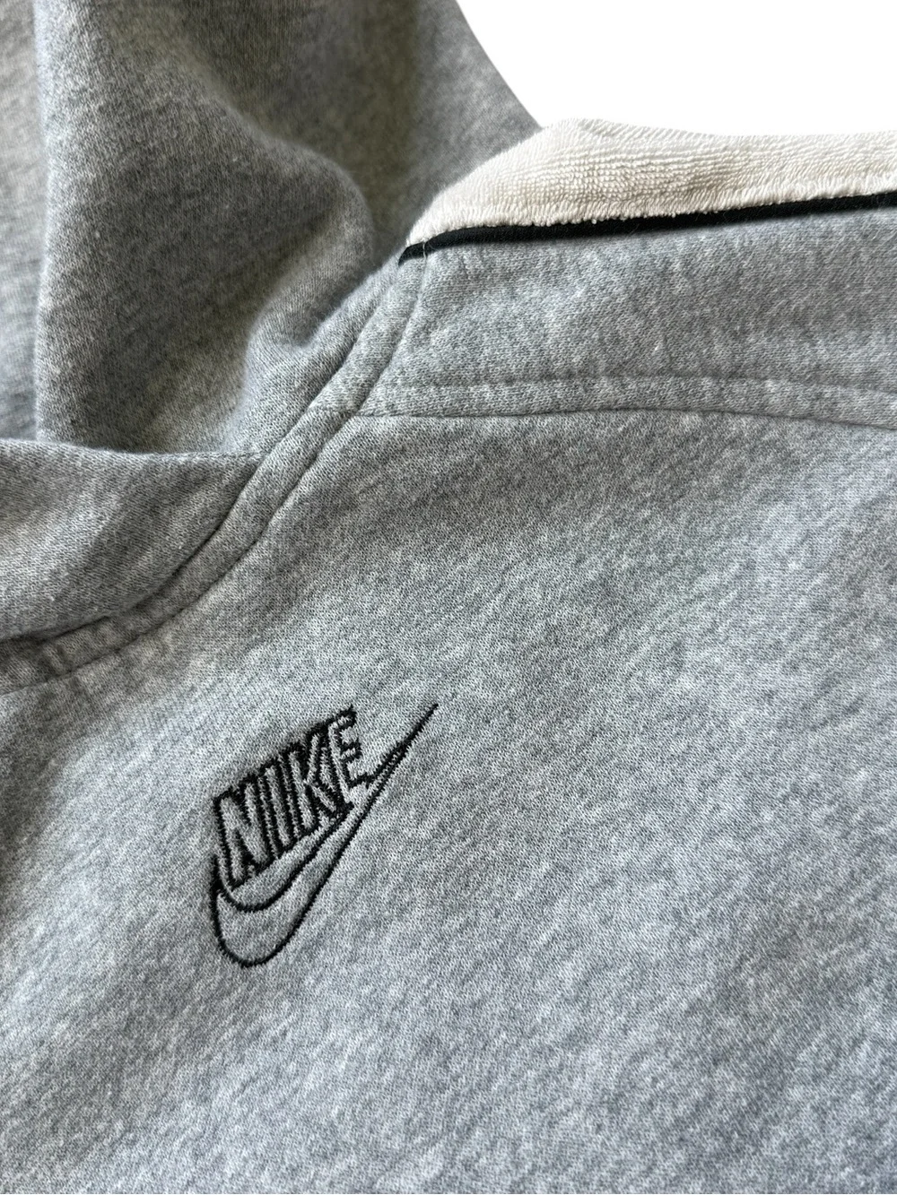 Nike Sportswear Club Fleece Hoodie Gray Cream Colorblock Pullover Youth Medium